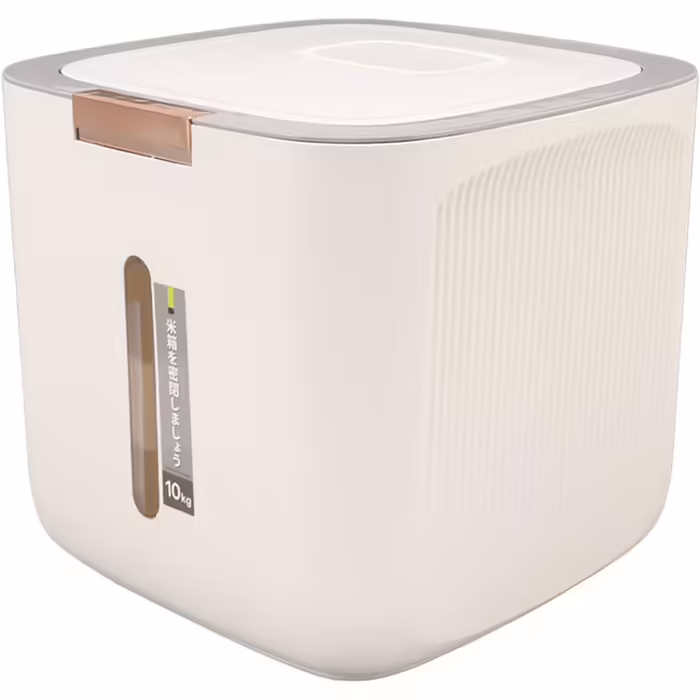 Food Storage Container, Sealed Multi-Purpose Cereal Container, Space-Saving, 22.0 Lb Capacity, with Measuring Cup Lid for Red Beans for Rice for Flour for Home for Millet (Light Grey)
