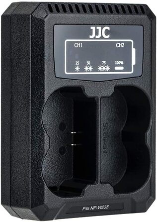 Зарядний пристрій JJC USB Dual для камер Fujifilm X-S20, X-H2, X-H2S, X-T5, X-T4, GFX 50SII, GFX100S, GFX100SII, GFX100II, GFX100RF, сумісний з акумулятором Fuji NP-W235