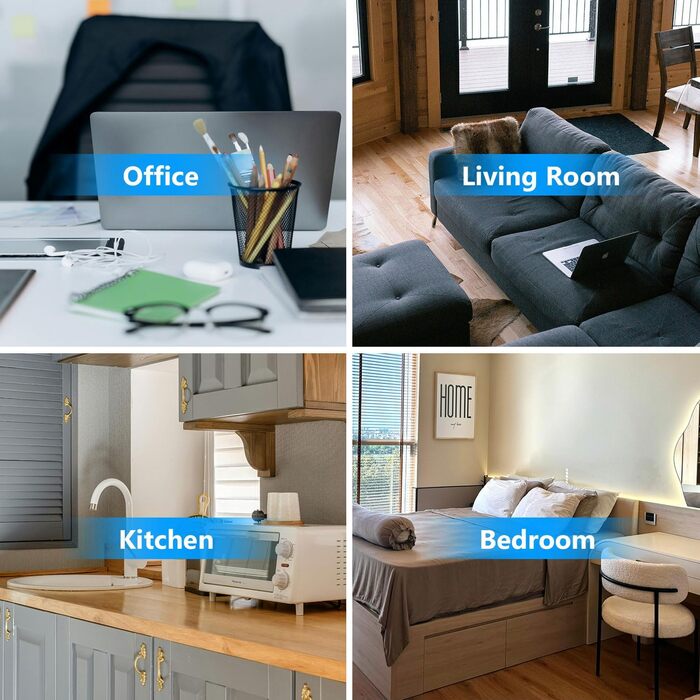 Мережевий адаптер JSVER на 5 розеток з індивідуальним вимикачем, 2 USB-A та 2 USB-C (17W), мережева стрічка з USB для столу з кабелем 2м для смартфонів, ноутбуків - білий (чорний 4-розеточний)