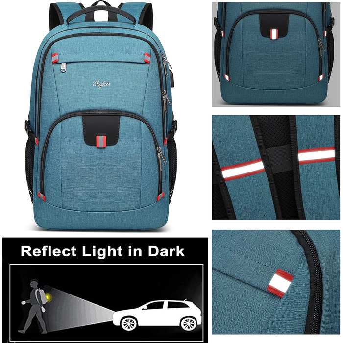 Рюкзак Cafele з RFID захистом та USB зарядкою для ноутбука, 17.3 дюйми, синій