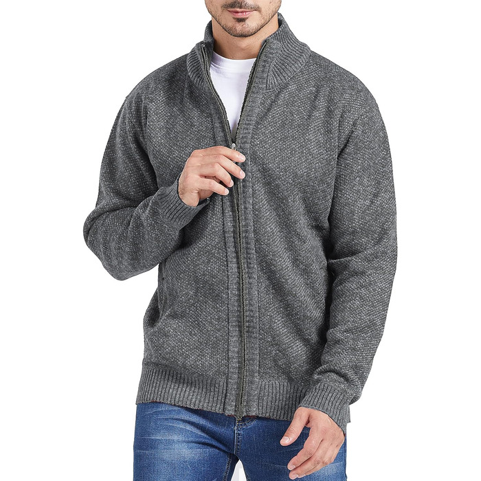 Кардиган чоловічий GESTORE: в'язаний, флісовий, в стилі Тратенджаке, сірий (3XL, темно-сірий)