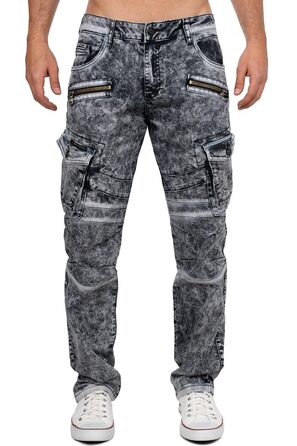 Чоловічі джинси Cipo & Baxx Slim-Fit, Biker, Чорні (31W/34L, Розмір 39) з ефектом Destroyed та стразами