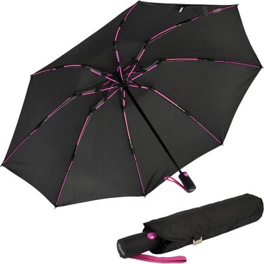 Штормовий парасолька з повною фібергласовою конструкцією, великий (106 см) - з кольоровими спицями (чорний-рожевий)