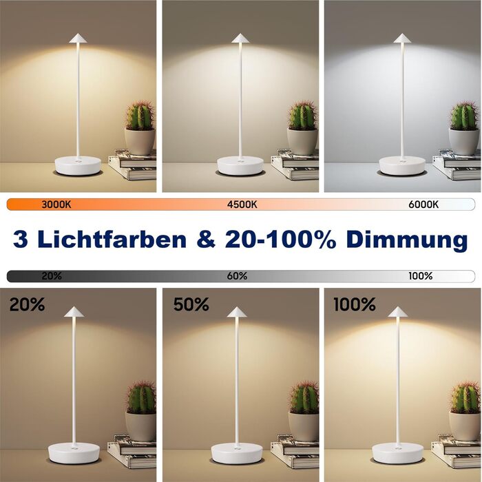 Бездротова LED лампа для кемпінгу та офісу: перезарядна настільна лампа з акумулятором 6000mAh, IP54, для внутрішнього та зовнішнього використання