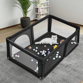 Лягувальня для цуценят з дверцятами, 180x120x66 см. Міцна, з тканини та сітки, для собак та цуценят. Машинне прання, для використання в приміщенні та на вулиці. Кольори: сірий та чорний.