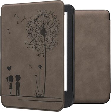 Чохол kwmobile для Kobo Clara BW/Clara Colour/Tolino Shine (5)/Shine Color - чохол з штучної шкіри (Pusteblume Love Grey)