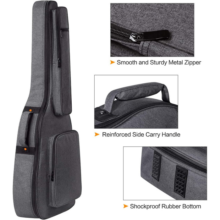 Чохол для гітари Cahaya Gig Bag сірого кольору, водонепроникний, 18 мм