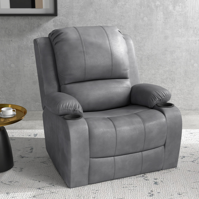 HOMCOM Electric Recliner Chair with Rocking and Reclining Function, TV Recliner with Reclining Function, Cup Holder, Grey