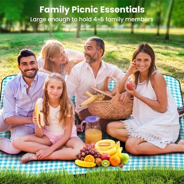 AOSTOK Плед для пікніка, пляжний килимок, вологостійкий з ручкою, 200x150 см, блакитний