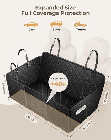 Килимок для собак у машину з жорсткою основою | Водонепроникний, антиковзний, захист від подряпин | 6-в-1, XXL, з ременями безпеки