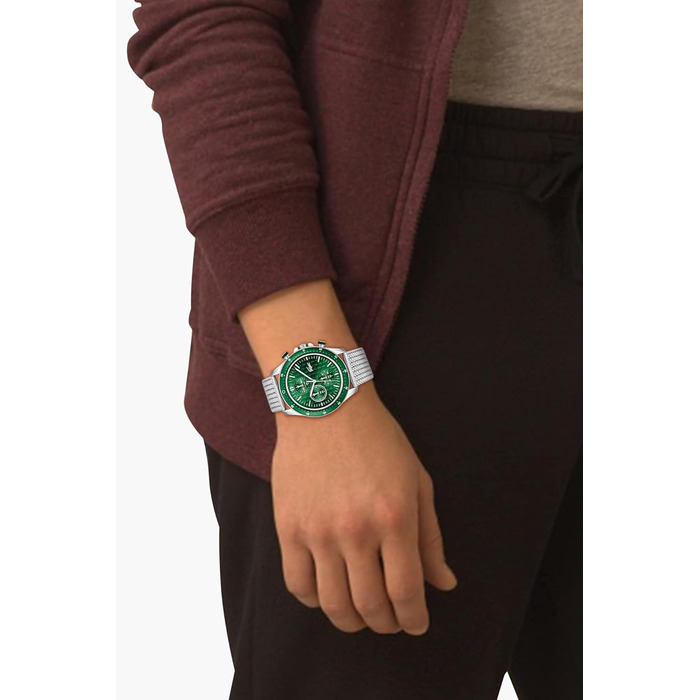 Годинник чоловічий Lacoste Neo Heritage Chronograph Quartz срібний з браслетом (сталь/силікон)