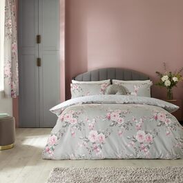 Комплект постільної білизни Catherine Lansfield Canterbury Floral, сірий, односпальний (90x200 см), з наволочкою