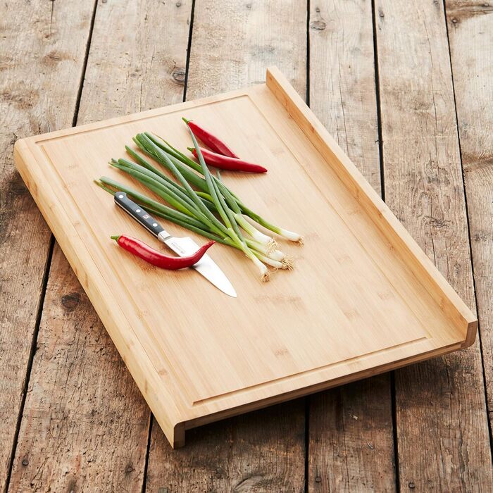 Bamboo Wood Cutting Board Work Surface, Kitchen Accessories for Cutting Bread, Meat, Fruits, and Vegetables, Brown and White, XL Large, 60x40x7 cm