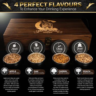 Набір для копчення коктейлів з ліхтариком - Smoke Egg Set для віскі та бурбон, включаючи коробку для копчення, тирсу та аксесуари