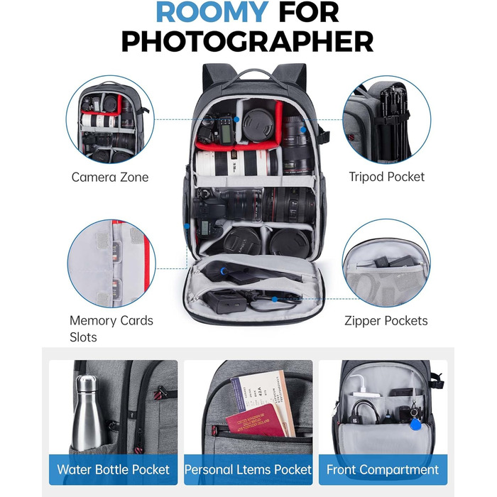 Bagsmart Рюкзак для фотоапарата та ноутбука 15.6