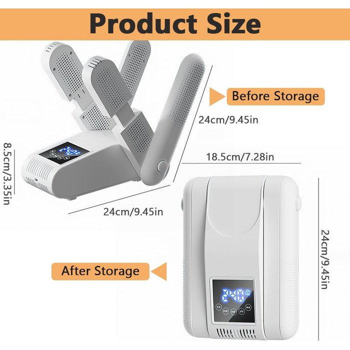 Електричний сушильник для взуття з 4 тримачами, таймером та регульованою довжиною. Підходить для взуття, рукавичок, шапок, шкарпеток та футбольних бутс