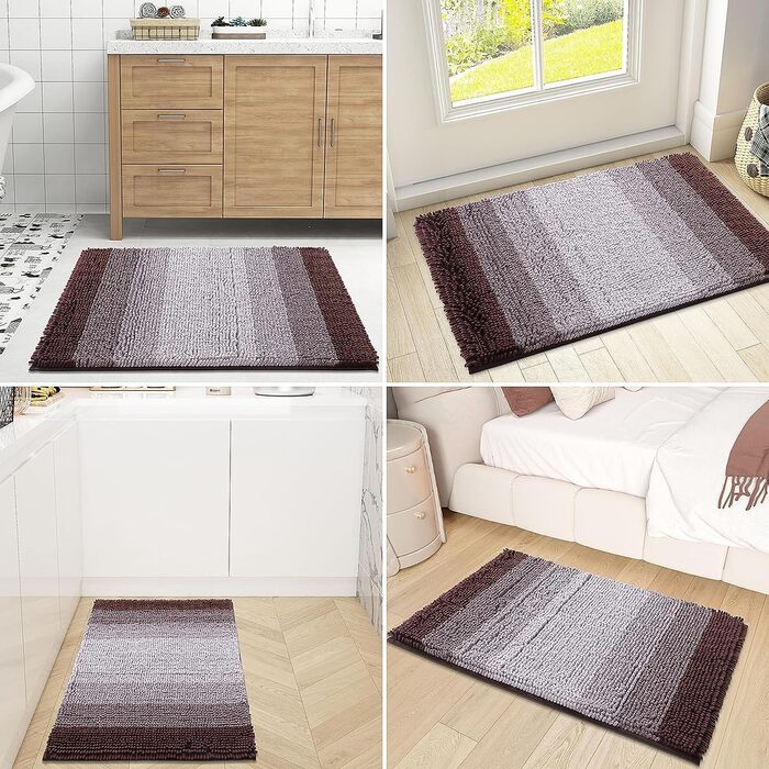 Килимок для ванної кімнати Homaxy з мікрофібри, 40x60 см, коричневий, антиковзаючий, швидковисихаючий