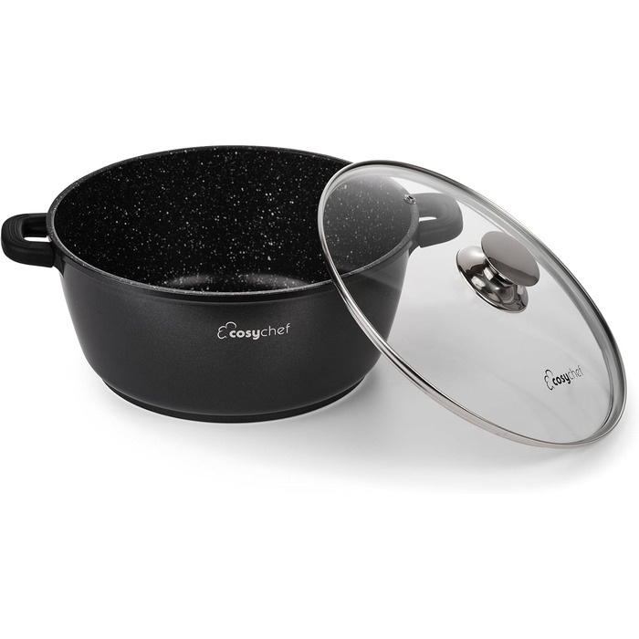 Набір каструль CosyChef Leia 28 см, 2 шт., з антипригарним покриттям та скляною кришкою, для всіх типів плит, індукційна, PFOA-free