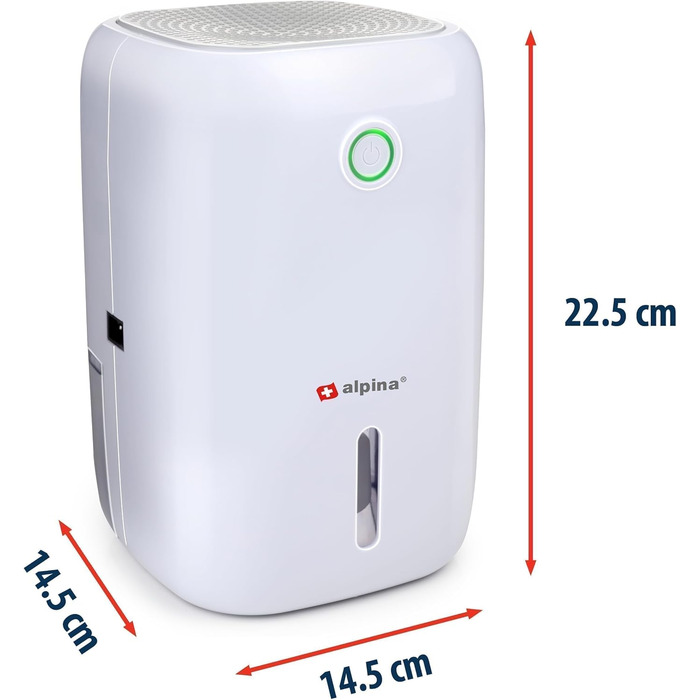 Електричний осушувач повітря Alpina – компактний, 330 мл/день, для підвалу, спальні, офісу (до 50 м²), знімний резервуар для води, білий