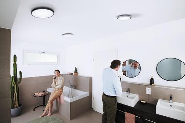 LEDVANCE Smart LED Bathroom Lamp white, 1200LM, 3000-6500K, 300mm x 70mm, IP44, Orbis Bath Bathroom Light with Wifi Technology, dimmable, controllable via app and voice assistants (Chrome, 30cm, Disc)