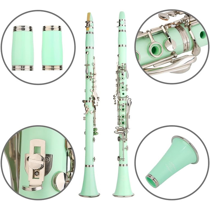 Кларнет Glory GLY-CLAGN професійний ебонітовий Bb з аксесуарами (10 вставок, стійка, кейс, щітки)