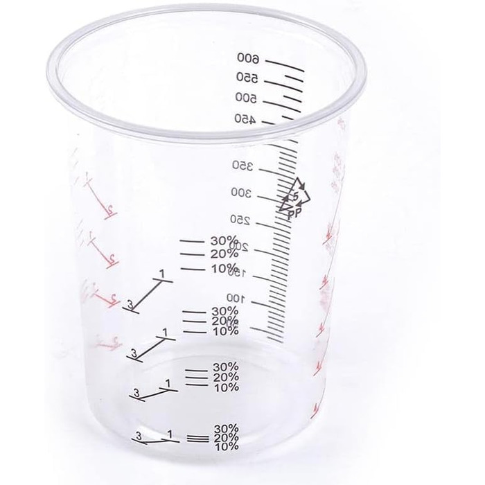 50x Mixing Cups Plastic Cups Measuring Cups | 650ml | Color, Epoxy, Polyester with Scale and Mixing Ratio