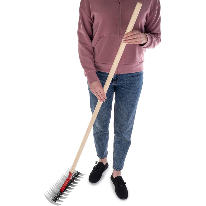 KADAX Scarifier, manual verticutter for garden, lawn, moss, metal garden accessories, cutting rake, cultivator, lawn aerator, hand verticutter (double-sided, with handle)
