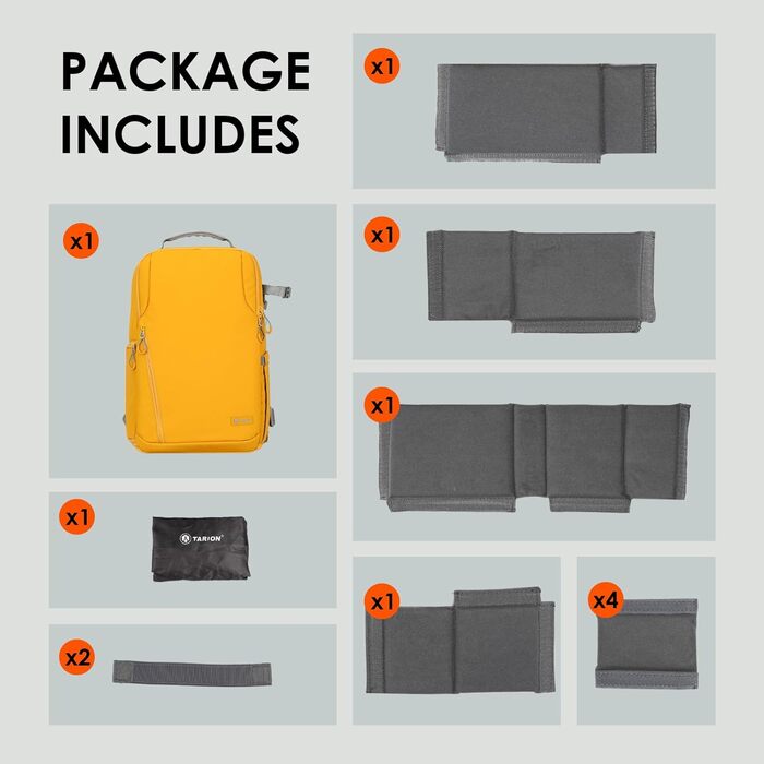 Рюкзак для камери Tarion TR-XL жовтий, водонепроникний, для DSLR з відділенням для ноутбука 15.6 дюймів та дощовиком