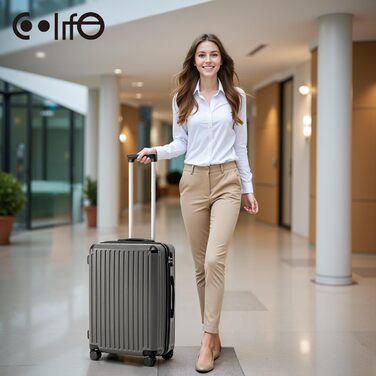 Валіза COOLIFE Koffer: Твердий корпус, ABS-матеріал, TSA-замок, телескопічна ручка, 4 колеса (темно-зелений, ручна поклажа)