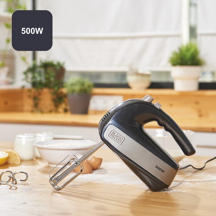 Ручний міксер Black+Decker BXMX500E, 500W, нержавіюча сталь, сірий/чорний