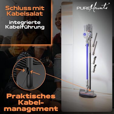 Універсальний підлоговий тримач для пилососа PureMounts, сумісний з Dyson, Philips, Samsung, Bosch, Miele, Xiaomi, чорний