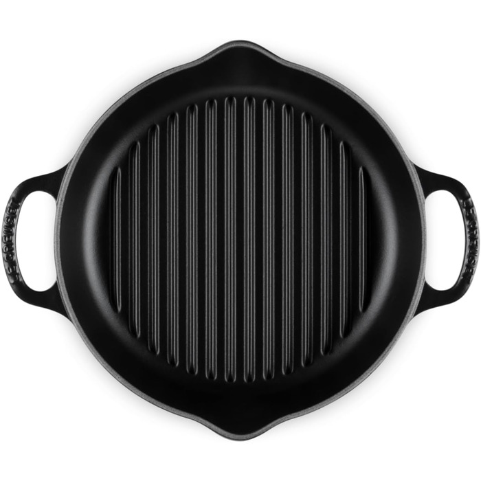 Le Creuset Signature Висока кругла гриль-сковорода з чавуну, 25 см, чорна матова, для всіх типів плит і духовок