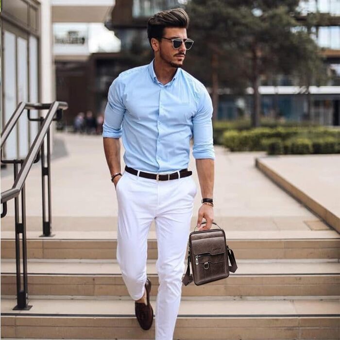 Чоловіча сумка через плече ANPTER: шкіряна, вінтажна, месенджер, через плече, для телефону (колір: коричневий)