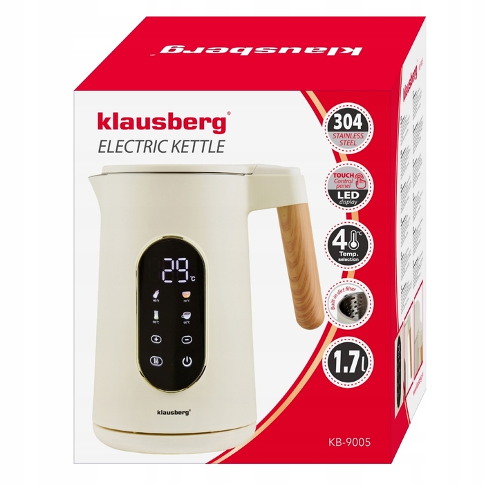 Електричний чайник Klausberg KB-9005, 2200 Вт, 1,7 л, бежевий