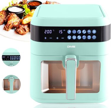 Фритюрниця Heißluftfritteuse DMS XXXL 7L Green з цифровим дисплеєм та 10 програмами | Фритюрниця, духовка, гриль | Без олії
