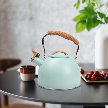 Чайник Wisebom Flötenkessel 3L: Ретро модель з нержавіючої сталі для індукційних та газових плит, з дерев'яною ручкою. Ідеально для чаю та кави.