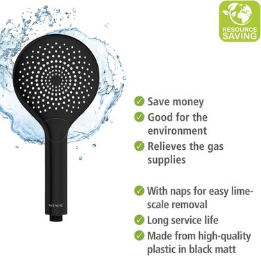 Water-Saving Showerhead Wood (Matte Black)