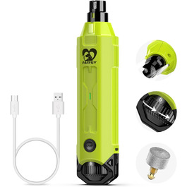 Електричний точило для собачих кігтів Casfuy 6-ступінчате – тихе, перезаряджуване, для собак великих, середніх та малих порід (зелене)