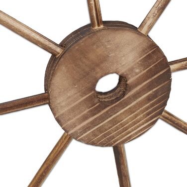 Relaxdays Wooden Wagon Wheel, 2-Piece Set, Decoration for Garden, Terrace, Veranda, Rustic Spoke Wheel, Saloon, Western, Brown
