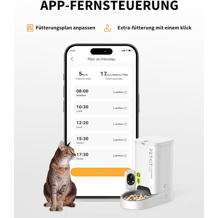 Автоматичний годівниця для котів та собак PETKIT з камерою та WiFi, 3L, програмування, 1-5 прийомів їжі