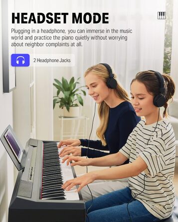 Електронне піаніно Donner DEP-10S: 88 клавіш, напівзважені, для початківців, з підставкою та педаллю