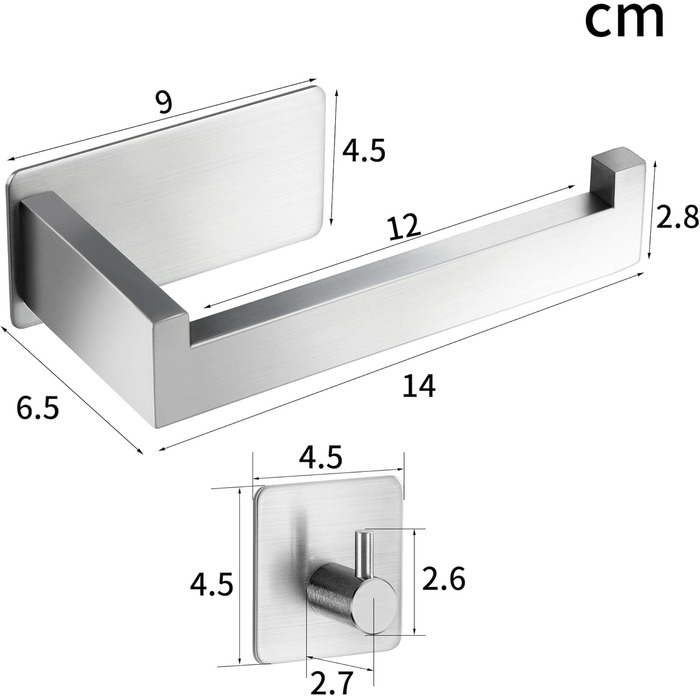Тримач туалетного паперу YIGII без свердління, нержавіюча сталь, щітка, самоклеючий, для ванної кімнати та кухні