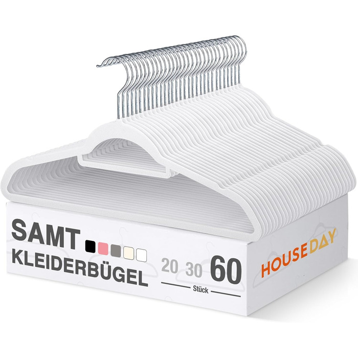 Набір вешалок для одягу House Day, 30 шт., велюрові, преміум-якість, обертаються на 360°, для сорочок, костюмів, светрів, штанів