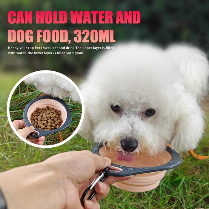 3 складні миски для собак, силіконові дорожні миски для води та їжі, портативні миски для тварин з карабіном