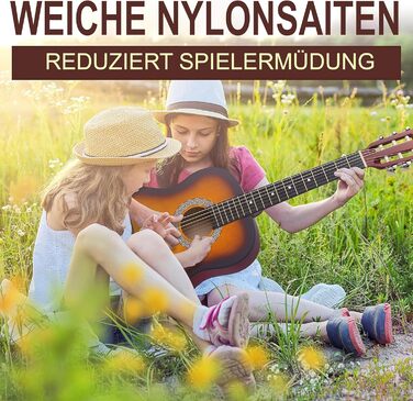 Акустична гітара Pyle для дітей та початківців, ½ розміру, з аксесуарами (сумка, тюнер, медіатор), чорний матовий сонцевий бьорст, 91 см