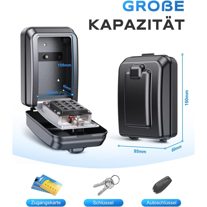Шлюзовий сейф Mohard з кодовим замком для кріплення на стіні, 12-позиційний, велика місткість, вологостійкий, для дому, офісу, гаража