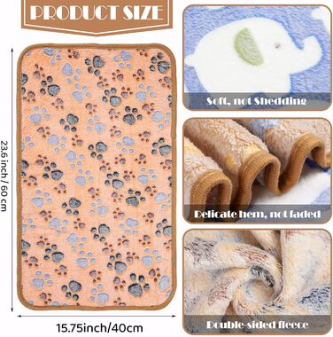 М'яка ковдра для собак та котів Sinmoe 12 шт. (40 x 60 см) з принтом лапок, кісток, зірок, слоників