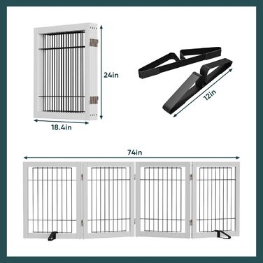 Бамбукове перегородка для тварин Semiocthome з 2 стійками, 61 см, 2 панелі. Безпечний загороджувальний забір для собак та котів, для дому та сходів.