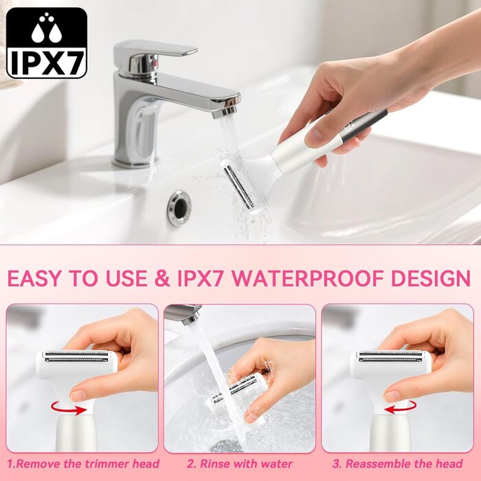 Електричний жіночий тример YGVQN 8-в-1 для тіла: бікіні, ноги, обличчя, брови, ніс. LED дисплей, водонепроникність IPX7, USB-зарядка.