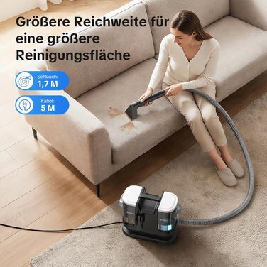 Портативний пилосос для чищення м'яких меблів Lubluelu 600 Вт, 18 кПа, з функцією самоочищення та насадкою для килимів, диванів та авто (чорний)